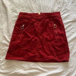 Red corduroy skirt